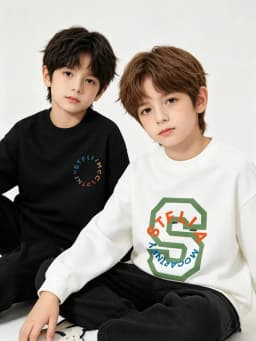 Boys' long sleeved hoodie autumn new sportswear with fun letter printing 100% pure cotton children's pullover clothing