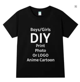 Custom T-shirts, Printed with Your Design, Logo Text Children's Round Neck Printed Pure Cotton Personalized Gift T-shirt Tops