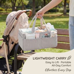 Portable Baby Diaper Caddy Organizer Soft Corduroy Storage Basket with Handle Foldable Multi-pocket Newborn Nappy Toy Organizer