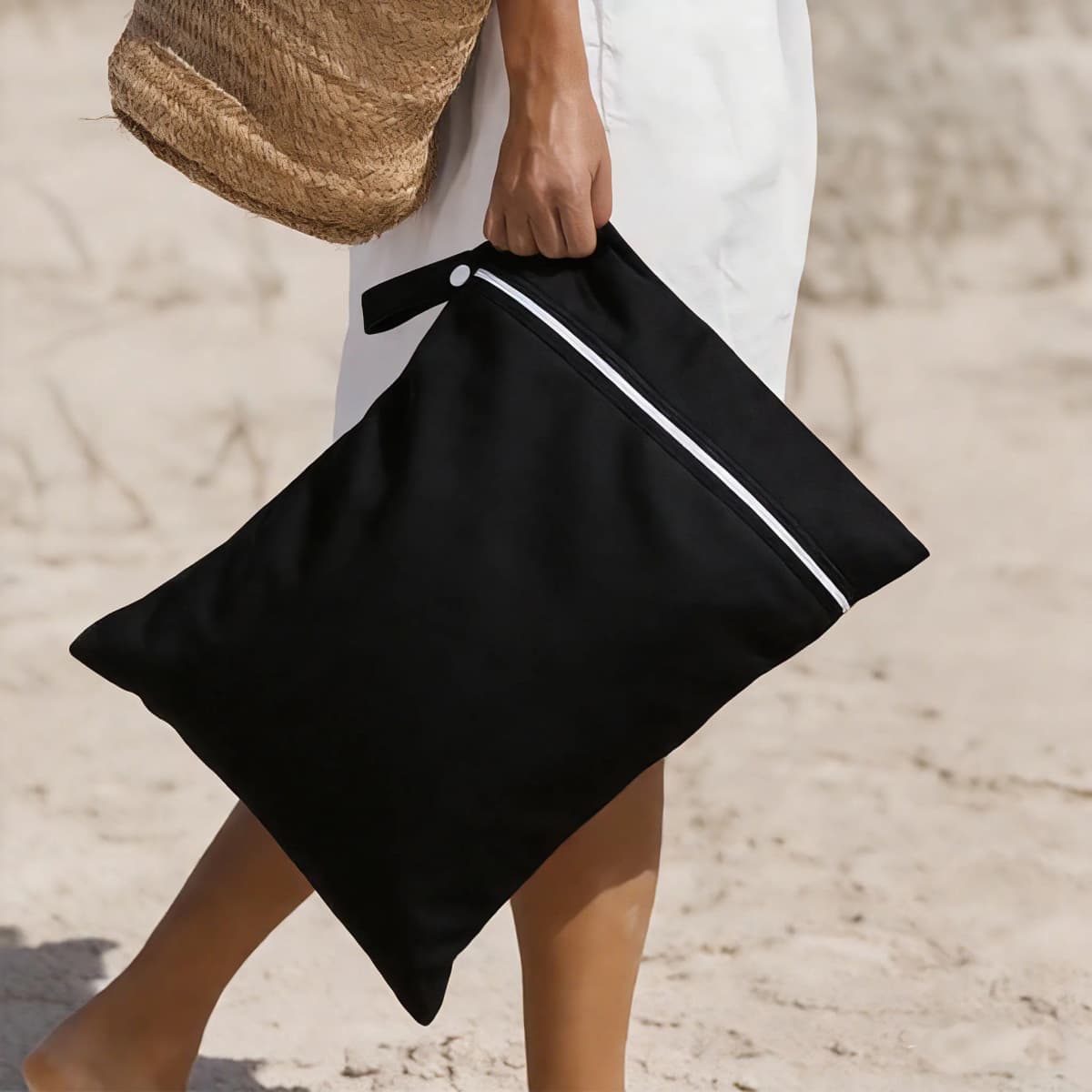 BIAI 2PCS PUL Solid Color Waterproof Wet Bag Resuable Diaper Bag Washable Sanitary Napkin Storage Bag for Swimsuits Wet Clothes