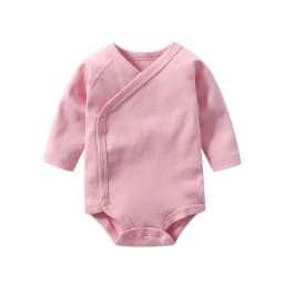 Newborn Baby Bodysuit 0 To 3 Months 100% Cotton Slanting Open Button Solid Color Long Sleeve Jumpsuits Baby Boy Girl Clothes