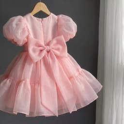 2026 Summer Girls Puff Sleeve Mesh Princess Dresses Sweety Bow Kids Wedding Clothing 1-10years Old Baby Girls Birthday Party Dre