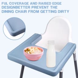Full-coverage silicone placemat for IKEA high chairs—dishwasher-safe, BPA-free, designed for toddlers learning to feed themselve