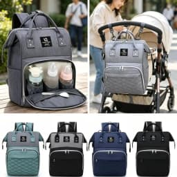 Multifunctional Large Capacity Diaper Backpack with Changing Mat - Hanging Stroller Organizer for Mom & Baby