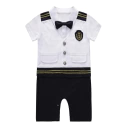 Baby Boy Clothes Playsuit Captain Sailor Romper Short Sleeve Jumpsuit Costumes Summer Outfits Newborn Baby Clothes Daily Wear