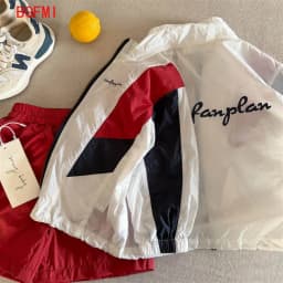 2-11Y Children's Set 2026 Summer Boys Girls Patchwork Sunscreen Coat Baby Long Sleeves Sports Top and Casual Quick Drying Shorts