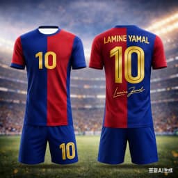Summer New Collection No.10 # Yamal # Shirt Stripe Fan Collection Retro Quick Drying Sports Short Sleeved Shorts Set Kids