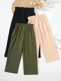 3-Piece Set: A collection of casual, comfortable wide-leg pants designed exclusively for girls—perfectly suited for stylish spri