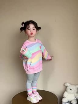 Baby Girls Rainbow Striped Spring Autumn Sport Causal Clothing Sets Children Kids Hoody T Shirt Pants Clothes for 2 to 8 years
