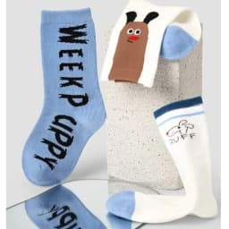 2026 Spring Children's Socks Cartoon Puppy Letter Pattern Calf Cotton Socks Kids Boys Girls Socks 4 Pairs