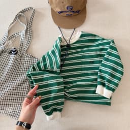 Children Long Sleeve Striped T Shirts Boys Girls Casual Tops Baby Loose Sweatshirt Toddler Cotton Tees Kids Casual Clothes