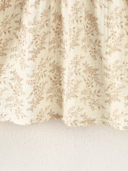 1-Piece Spring and Autumn Girls' Double-Sided Crinkled Light Coffee-Colored Printed Dress, Cute Cotton Country-Style Doll Collar Princess Dress, Long-Sleeve Lace Plush Trim Collar, Comfortable Dress for Baby Girls, Soft and Breathable for Toddlers and Young Children, Suitable for Outings