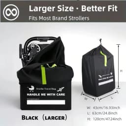 Extra Large Stroller Cover for Airplane - Heavy Duty Storage Bag with Padding, Universal Fit Travel Gear Essentials Black