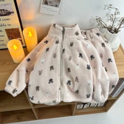 Ircomll Kids Flannel Coat And Pants Set - Autumn Spring Toddler Outerwear Unisex Homewear 1-10 Years Boys Girls Clothing Suit