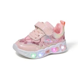 New LED Children Cute Cartoon Sequin Casual Sneaker for Children Shoes Girl Mesh Breathable Lighting Shoes Baby Illuminated Shoe