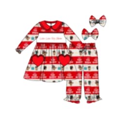 Wholesale Kids Pyjamas Christmas Girls Heart Pocket Pajama Set Boys Set Santa Children Sleepwear