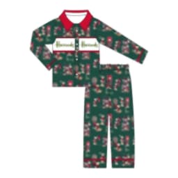 Wholesale Kids Pyjamas Christmas Girls Heart Pocket Pajama Set Boys Set Santa Children Sleepwear