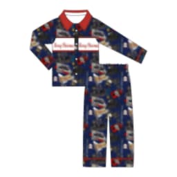 Wholesale Kids Pyjamas Christmas Girls Heart Pocket Pajama Set Boys Set Santa Children Sleepwear