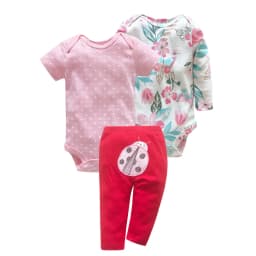 3PCS Newborn Baby Clothes Set Cotton Long + Short Sleeve Bodysuit +PP Harem for Baby Boy Toddler Girl Infant Born Clothing