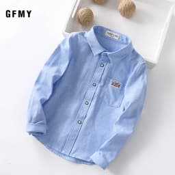 GFMY 2026 New Spring Oxford Textile Cotton Solid Color Pink Black Boys White Shirt 3T-14T Kid Blouse British Style Childrens Top