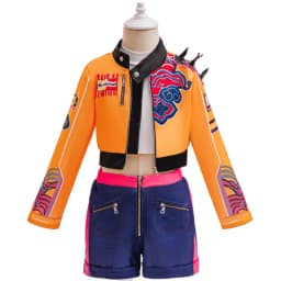 Girls Street Style Cosplay Costume Set 3D Printed Cropped Jacket Shorts For Halloween Birthday Party Role Play