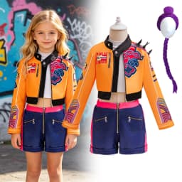 Girls Street Style Cosplay Costume Set 3D Printed Cropped Jacket Shorts For Halloween Birthday Party Role Play