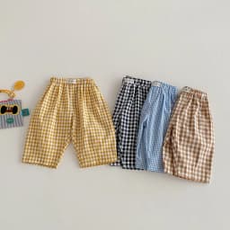 2026 New Spring 0-5Y Boys Pants Korean Style Plaid Straight-Leg Casual Pants Elastic Waist Children Clothing