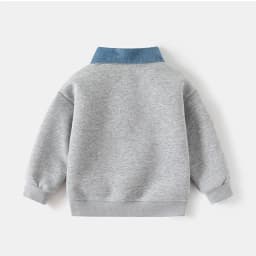 Spring New Children Clothes Korean Style Boys Fake Two Piece Sweatshirt Detachable Collar Cartoon Printed Long Sleeve Top