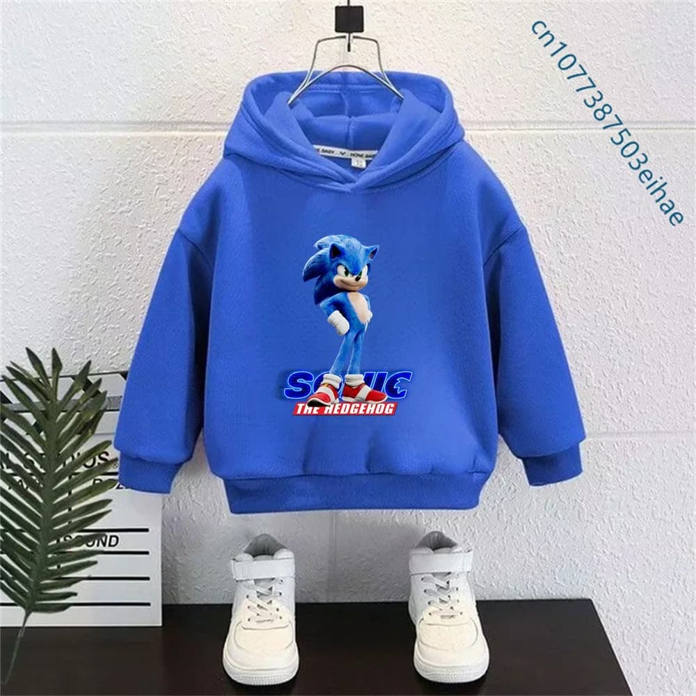 Sonic Anime Children's Sport Hooded Shirt in Y2K Style, Trendy for Boys and Girls, Casual and Versatile Baby Outdoor Jacket