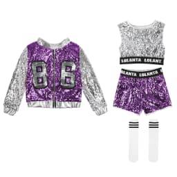 LOlanta Girls Sequin Dance Costume Sparkle Hip Hop Jazz Dance Dresses Modern Dancing Outfits 4-14 Years