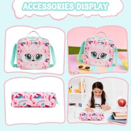 Kids Backpacks for Girls School Backpack with Lunch Bag Pencil Case for Elementary Student 3D Carton Plush Kids Travel SchoolBaG