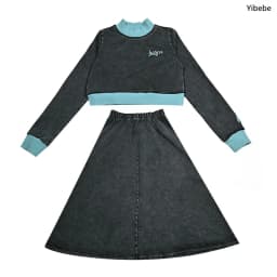 New Fall Collection Family Matching Children Clothes Boy Shirt Girls Dress 2Pcs Girls Outfit baby Set Garment Washing Black Gray
