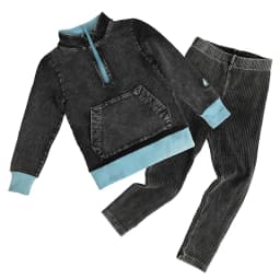 New Fall Collection Family Matching Children Clothes Boy Shirt Girls Dress 2Pcs Girls Outfit baby Set Garment Washing Black Gray