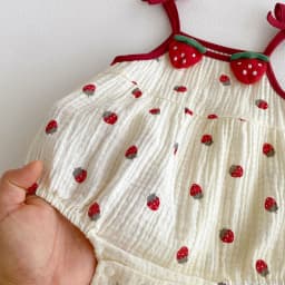 2026 Summer Cute Baby Bodysuit Strawberry Pattern Camisole One Piece Clothing Yellow Sleeveless Clothes for Toddler Girls