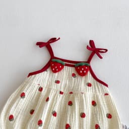 2026 Summer Cute Baby Bodysuit Strawberry Pattern Camisole One Piece Clothing Yellow Sleeveless Clothes for Toddler Girls