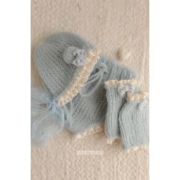 Newborn Photography Props Knitted Romper Bonnet Socks Set Baby Girl Vintage Lace Floral Outfit Studio Photo Shoot Clothes
