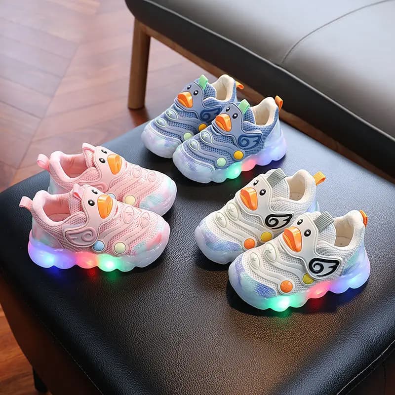 New LED Light-up Cartoon Sneakers for Toddlers - Soft Sole Running Shoes for Boys & Girls, Baby Glowing Sport Shoes