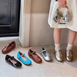Kids'Casual Shoes PU Leather Solid Color Spring Shoes For Girls Anti-slip Designer Flat Bottom Sliver Black Shoes Size 22-30