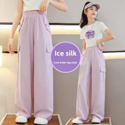 2026 Pants for Teenage Kids New Summer Streetwear Hip Hop Sweatpants for Girls Baggy Wide Leg Straight Trousers