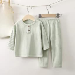 Spring autumn kids warm long-sleeve pants set boys girls homewear underwear set baby children casual solid color pajamas pants