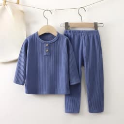 Spring autumn kids warm long-sleeve pants set boys girls homewear underwear set baby children casual solid color pajamas pants