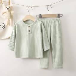 Spring autumn kids warm long-sleeve pants set boys girls homewear underwear set baby children casual solid color pajamas pants