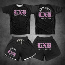 Summer Quick Drying Black Boxing Rash Guard Gym Set Jersey Fighting T-shirt And Shorts Combo for Fitness Adults And Kids