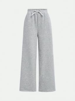 【2-piece set】 Fashionable and Versatile Girls' Black and Grey Combination Knitted Fabric Loose Casual Wide-leg Pants