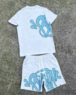 2026 Summer New Style Unisex Abstract Graffiti Graphic 2 Piece Tracksuit Black Tee and Elastic Waist Shorts for Kids Streetwear