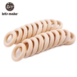 Let‘s Make 50pcs Wooden Rings DIY Customize Logo 98/70/55/40mm Smooth Surface Natural Maple Wood Rodent Baby Teething Bpa Free