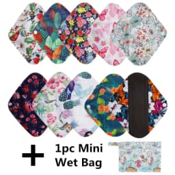 10pcs Reusable Waterproof Bamboo Fiber Pads Menstrual Cloth Sanitary Pads Feminine Maternity Hygiene Panty Liner