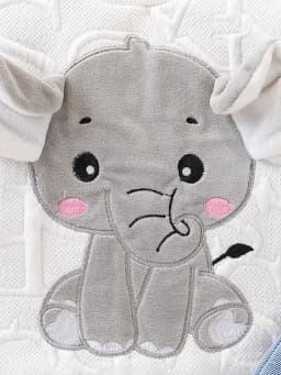 Unisex Baby Elephant Appliqué Quilted Sweatshirt & Distressed Denim Joggers 2-Piece Set