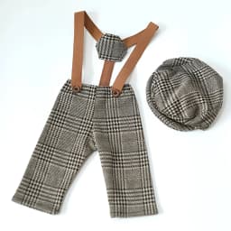 Newborn Flat Cap Sets Boy Overalls For Photo Shoot Bebe Fotografia Outfit Pants Suspender Straps Photo Baby Photography Props