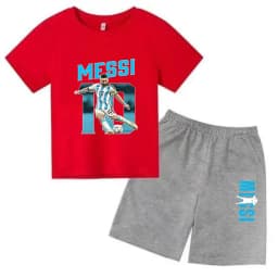 Summer Children‘s Set Brand Messi Print Short Sleeve T-shirt + Shorts 2pcs Set Sportsuit Casual Fashion Kid Boy Girl Fan Clothes
